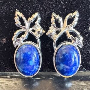 Sarah Coventry Silver and Blue Stone Earrings